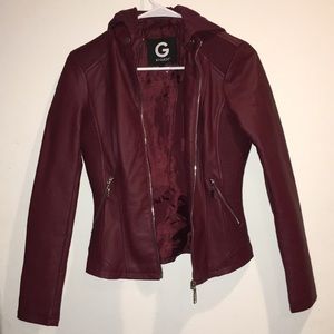 G by Guess Maroon Leather Jacket